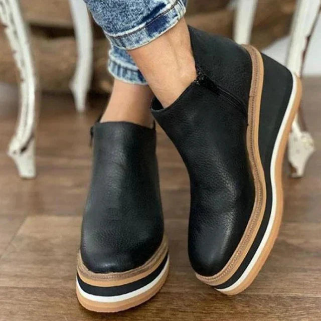 Stylish Ankle Boots Leather Look Chunky Sneakers