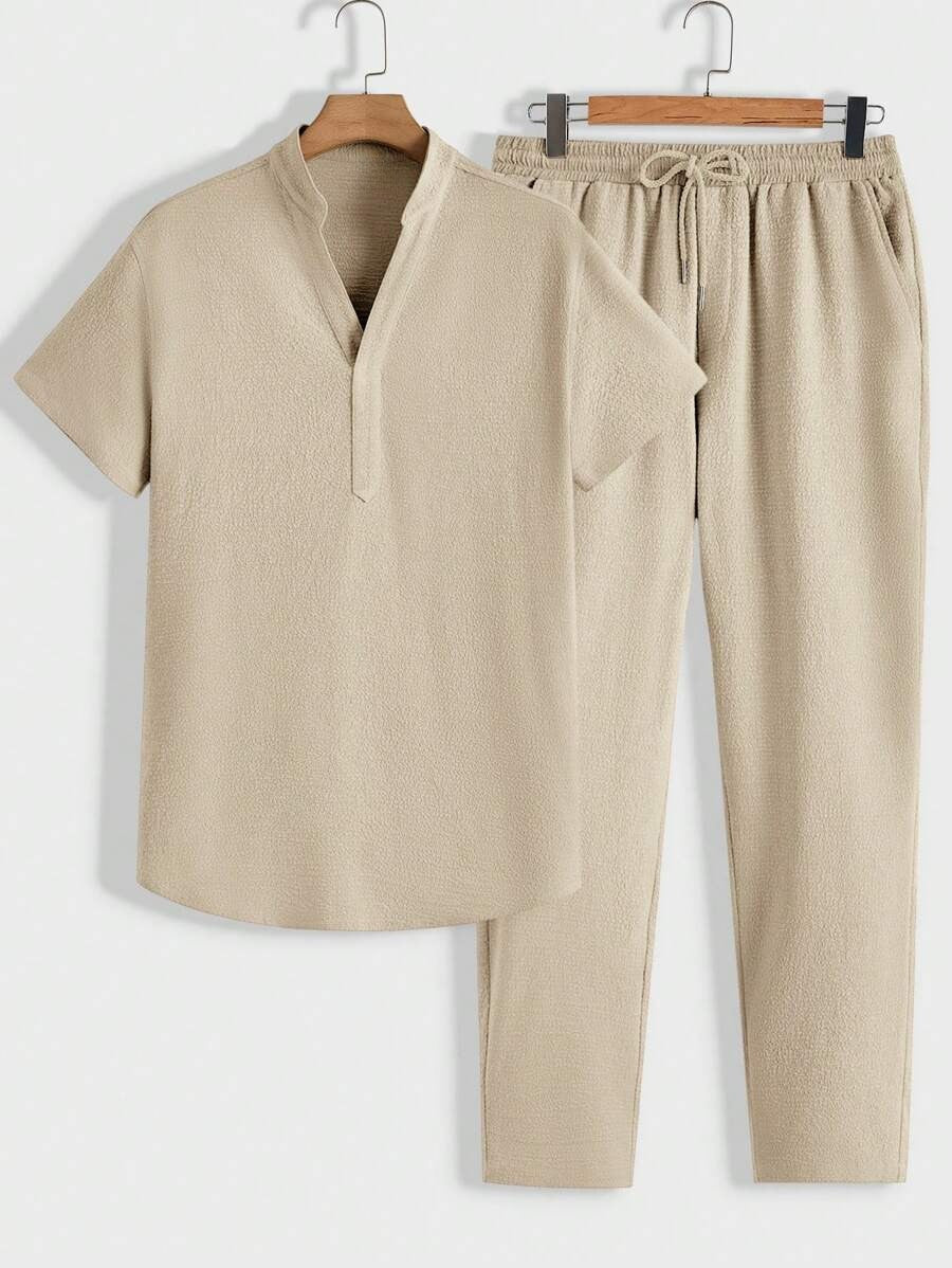 Men's Lounge Set Comfort Polo Shirt Trousers