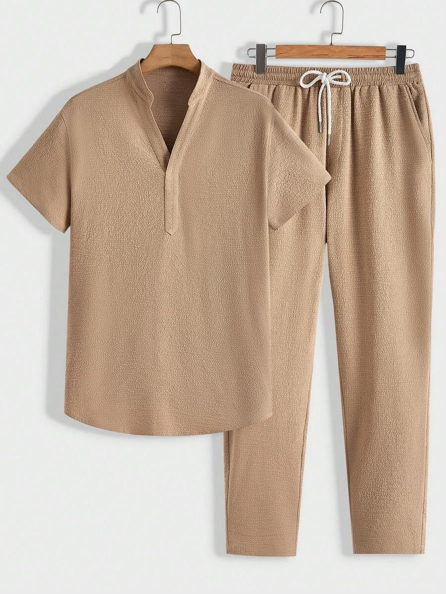Men's Lounge Set Comfort Polo Shirt Trousers