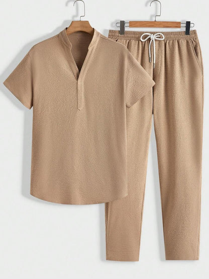 Men's Lounge Set Comfort Polo Shirt Trousers
