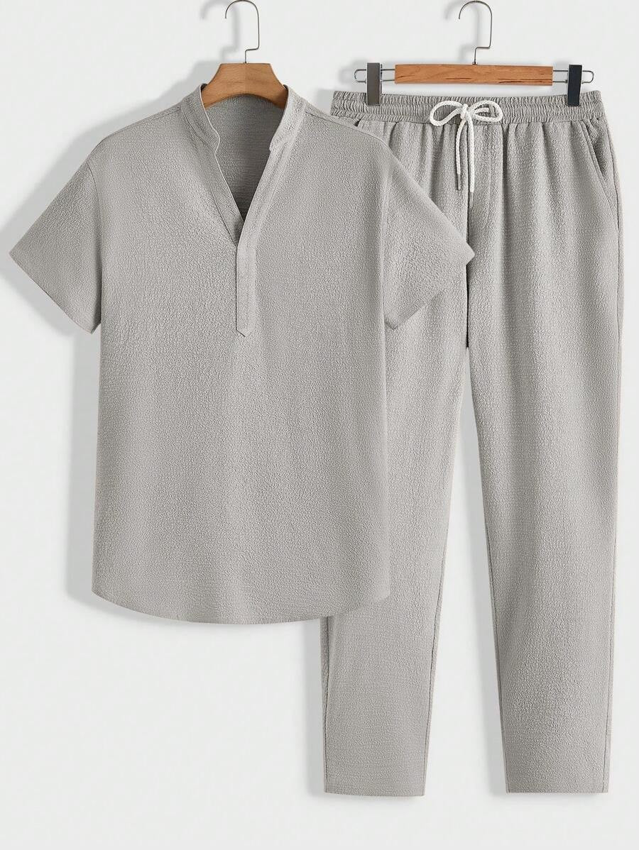 Men's Lounge Set Comfort Polo Shirt Trousers