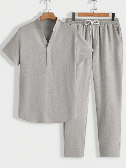 Men's Lounge Set Comfort Polo Shirt Trousers
