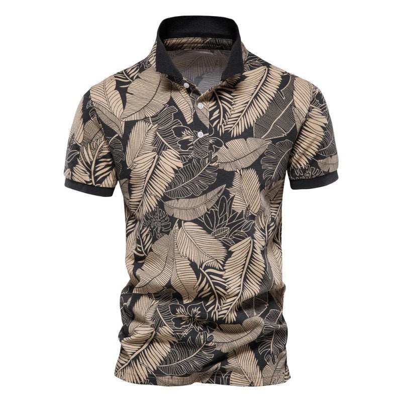 Men's Hawaiian Floral Polo Shirt Summer
