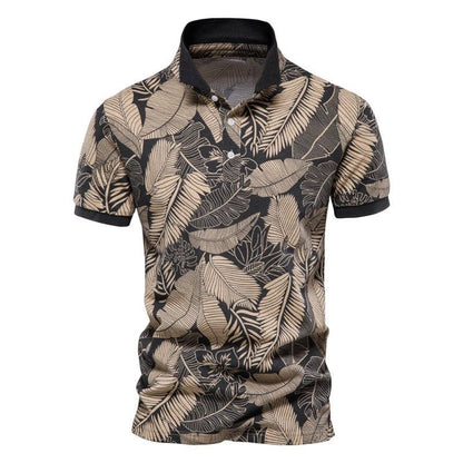 Men's Hawaiian Floral Polo Shirt Summer