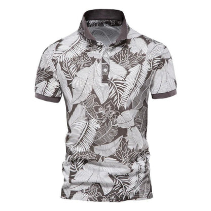 Men's Hawaiian Floral Polo Shirt Summer