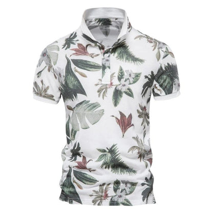 Men's Hawaiian Floral Polo Shirt Summer