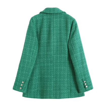 Stylische Doppelreiher Jacke Textil-Look - IdealeKleiden