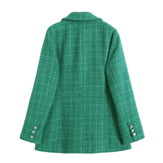 Stylische Doppelreiher Jacke Textil-Look - IdealeKleiden