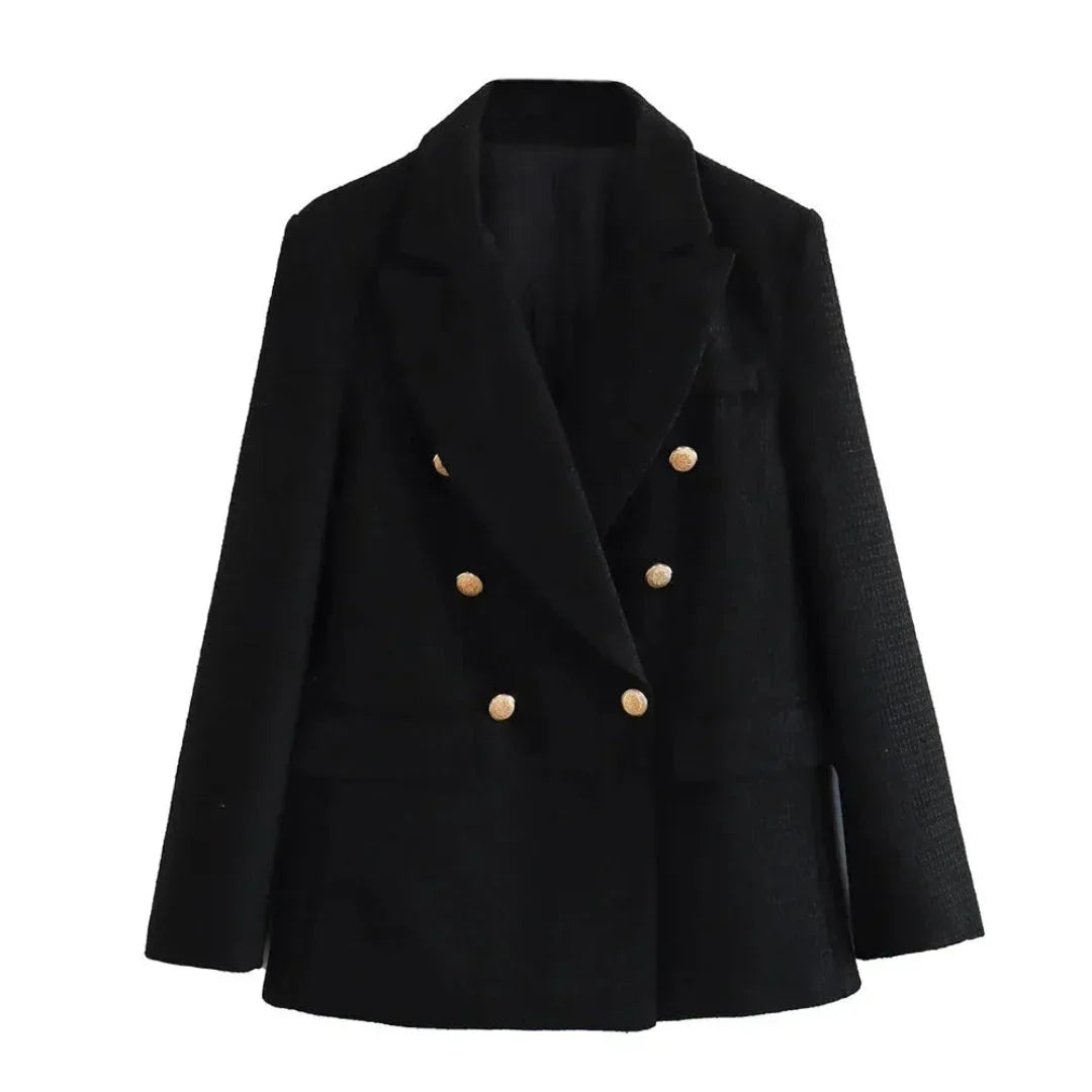 Stylish double-breasted jacket with a textile look
