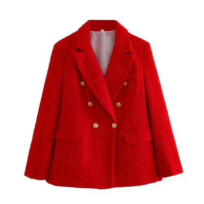 Stylish double-breasted jacket with a textile look
