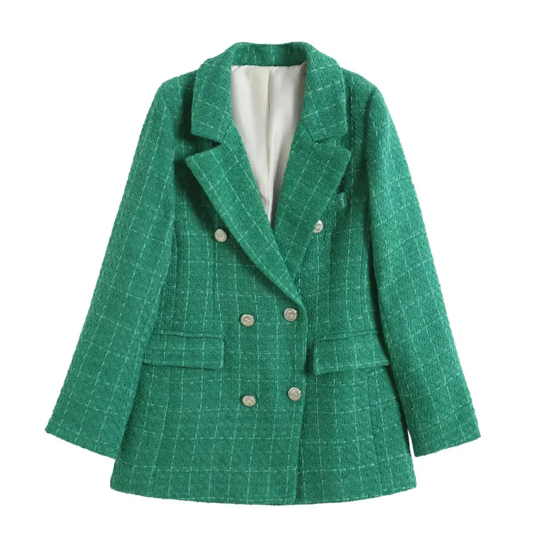 Stylish double-breasted jacket with a textile look