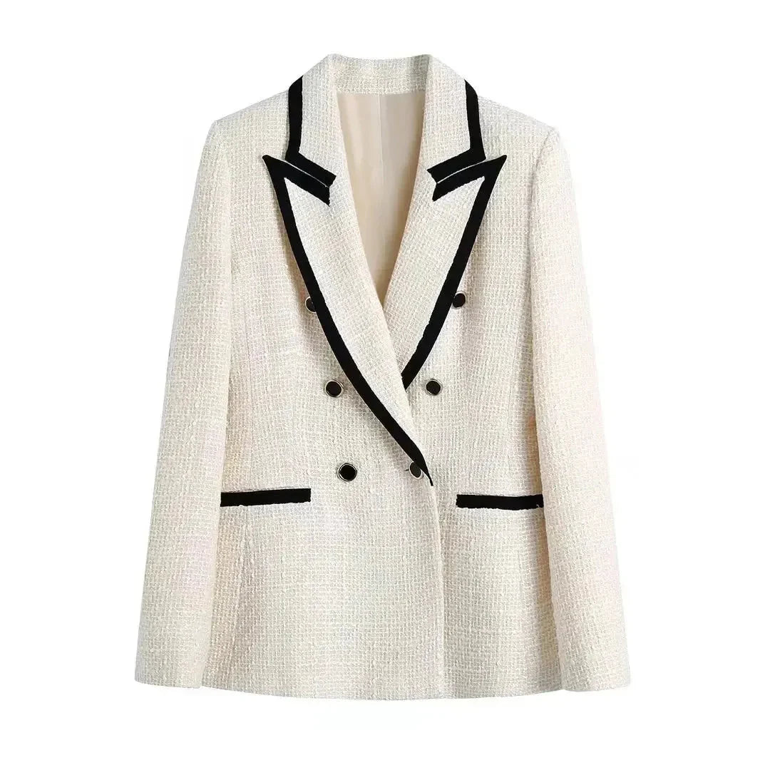 Stylish double-breasted jacket with a textile look