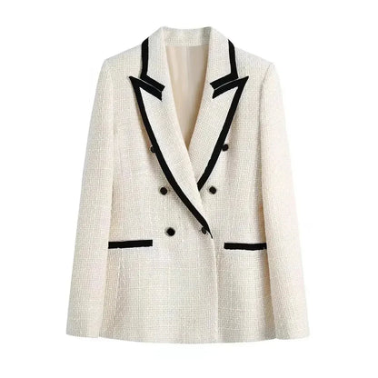 Stylish double-breasted jacket with a textile look