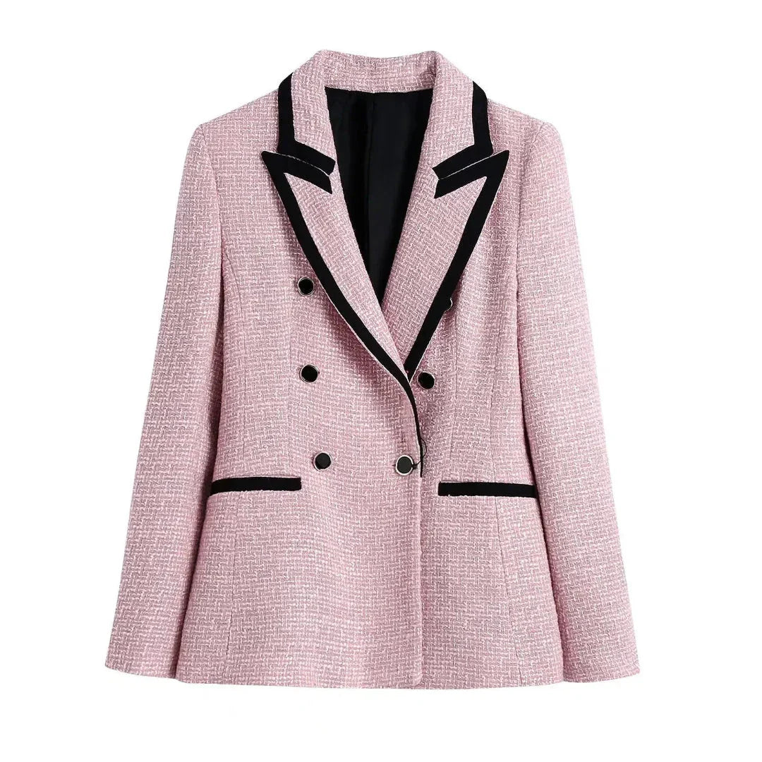 Stylish double-breasted jacket with a textile look