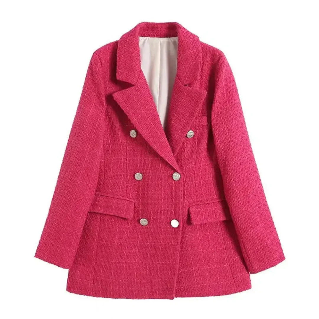 Stylish double-breasted jacket with a textile look