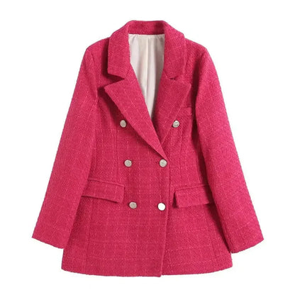 Stylish double-breasted jacket with a textile look