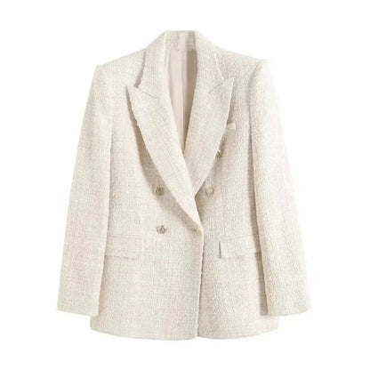 Stylish double-breasted jacket with a textile look