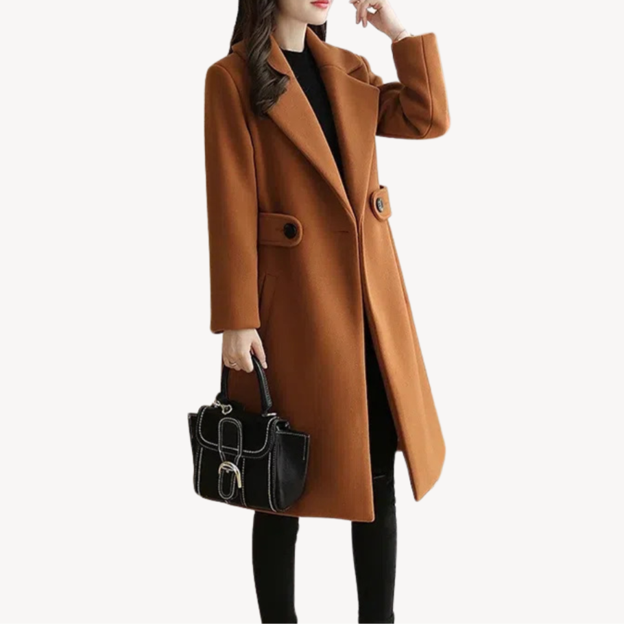 Women's Elegant Long Wool Trench Coat