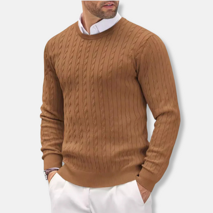 Elegant Women's Slim Fit Round Neck Cable Knit Dress