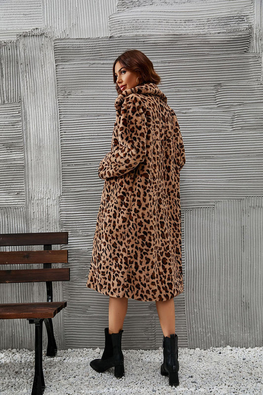 Damen Imitatpelzjacke Leopardenmuster Luxus Design - IdealeKleiden