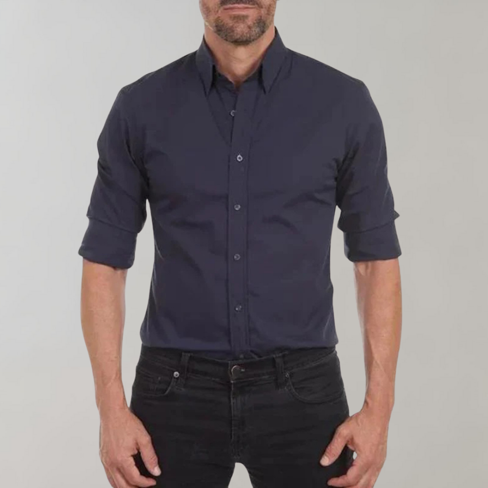 Elegant Men's Wrinkle-Free Shirt With Collar
