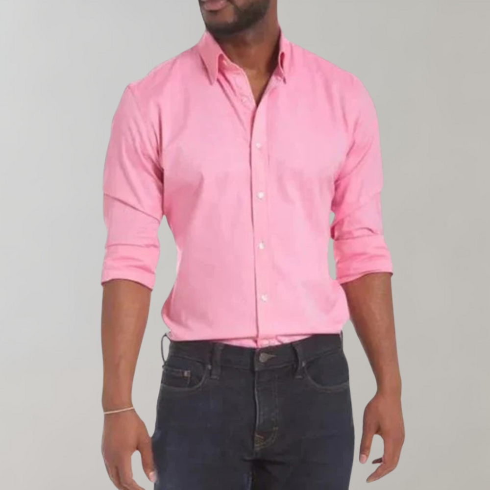 Elegant Men's Wrinkle-Free Shirt With Collar