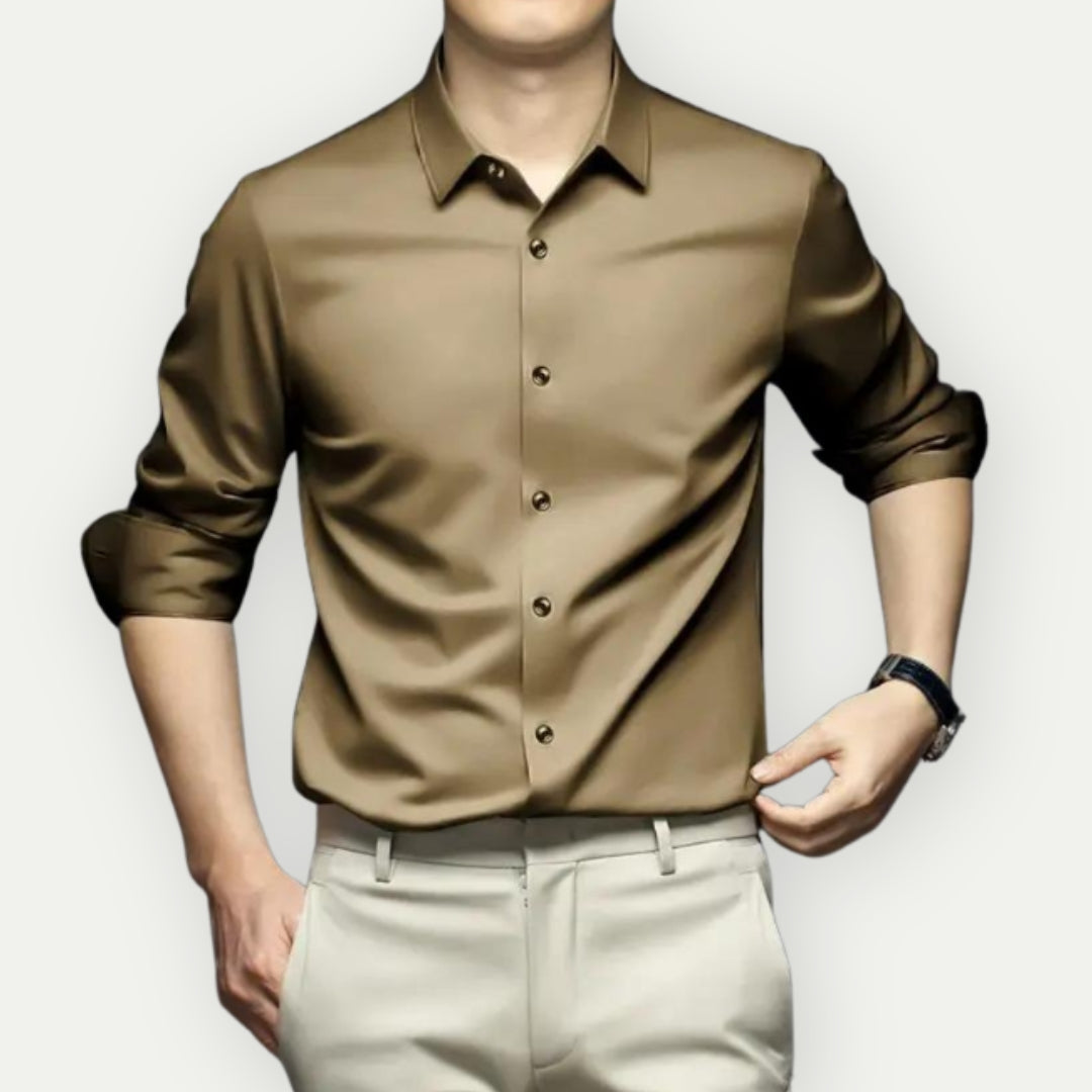 Men's Wrinkle-Free Button-Up Shirt Iron-Free