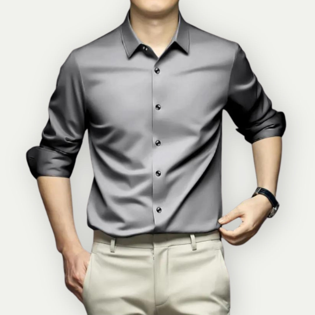 Men's Wrinkle-Free Button-Up Shirt Iron-Free