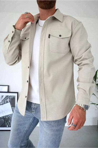 Men's Long-Sleeved Shirt with Chest Pocket