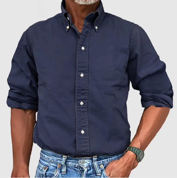 Men's Denim Shirt Casual Long Sleeve Blue