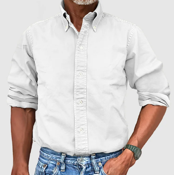 Men's Denim Shirt Casual Long Sleeve Blue