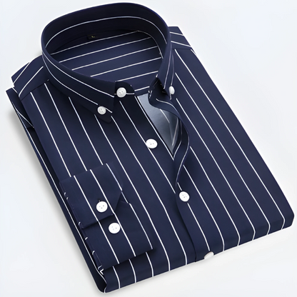 Men's Striped Long-Sleeve Classic Oxford Shirt
