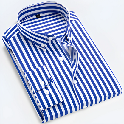 Men's Striped Long-Sleeve Classic Oxford Shirt