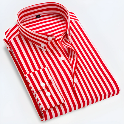 Men's Striped Long-Sleeve Classic Oxford Shirt