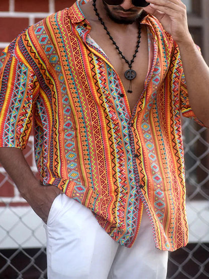 Men's Printed Short-Sleeved Summer Shirt