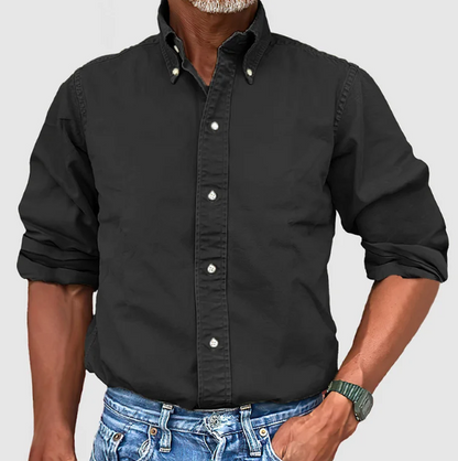 Men's Long-Sleeve Denim Shirt with Collar Modern