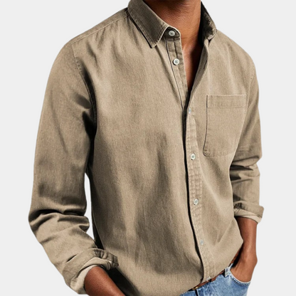 Men's Long Sleeve Classic Fit Denim Shirt