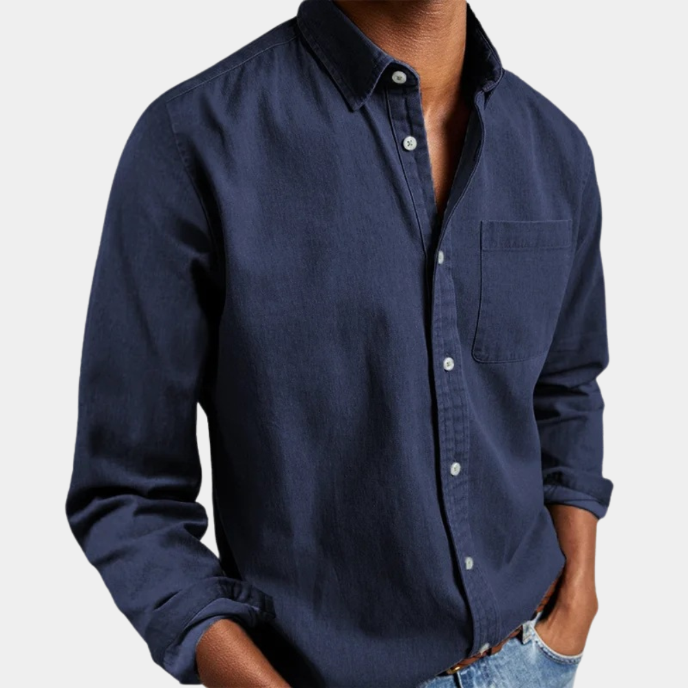 Men's Long Sleeve Classic Fit Denim Shirt