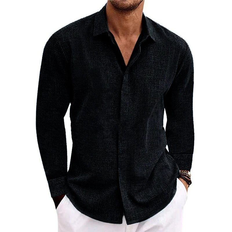 Men's Long-Sleeve Regular Fit Collared Shirt