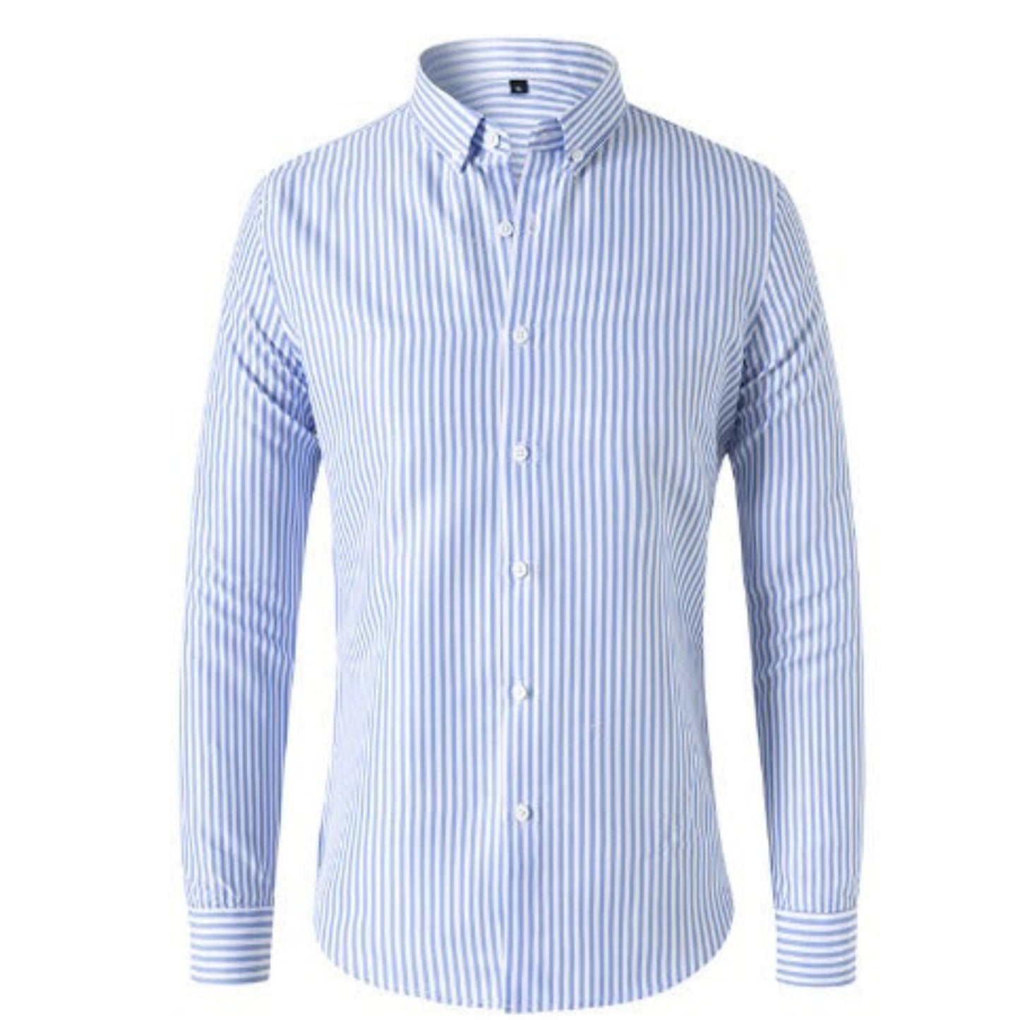 Men's Striped Long-Sleeve Collared Shirt