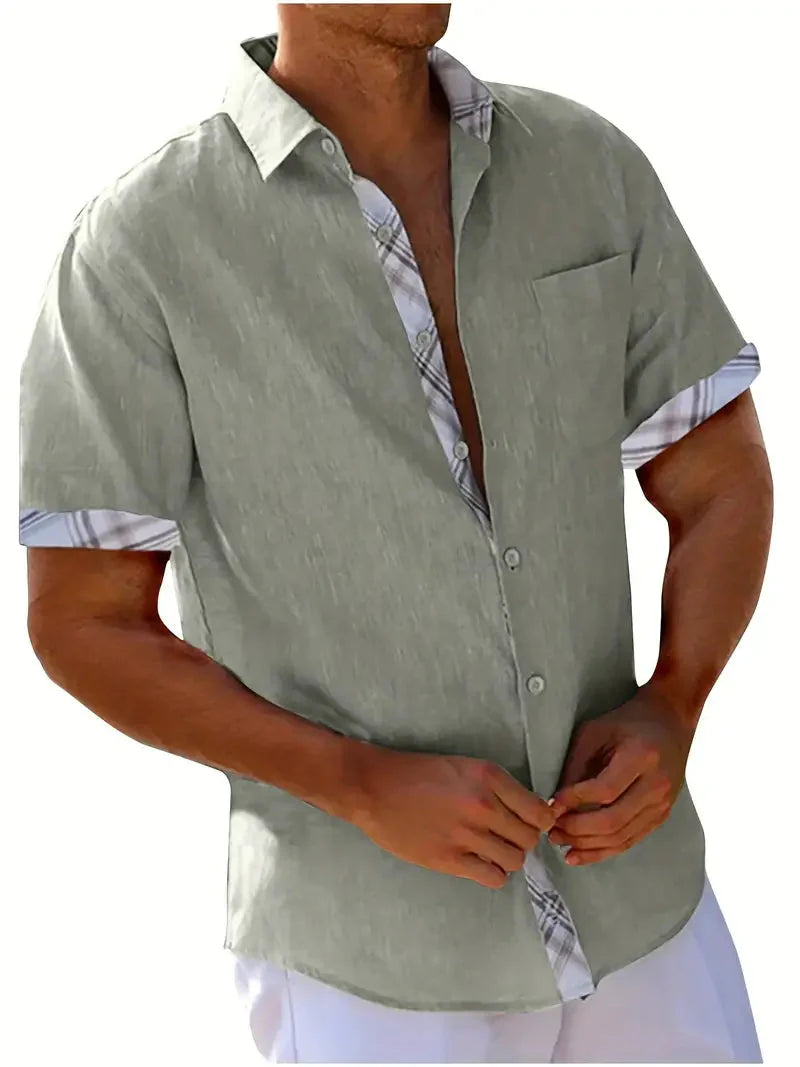 Men's Short-Sleeve Shirt with Chest Pocket