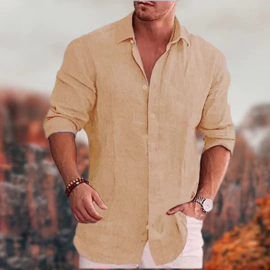 Men's Linen Long-Sleeve Shirt Elegant Design