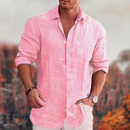 Men's Linen Long-Sleeve Shirt Elegant Design