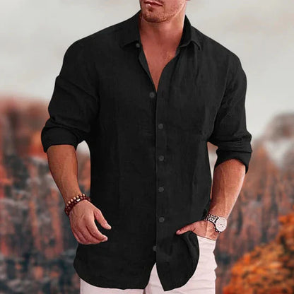 Men's Linen Long-Sleeve Shirt Elegant Design