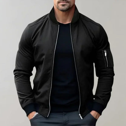 Men's Modern Leather-Look Bomber Jacket