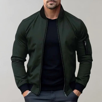 Men's Modern Leather-Look Bomber Jacket