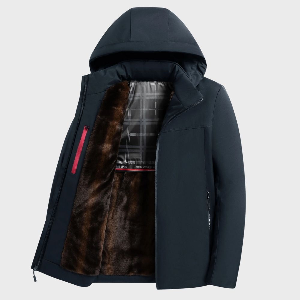 Waterproof Winter Jacket Fur-Lined Hood Zipper