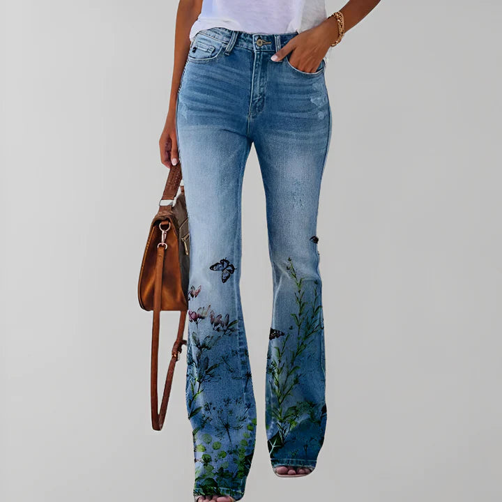 Straight Jeans Floral Print Women