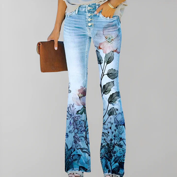 Straight Jeans Floral Print Women