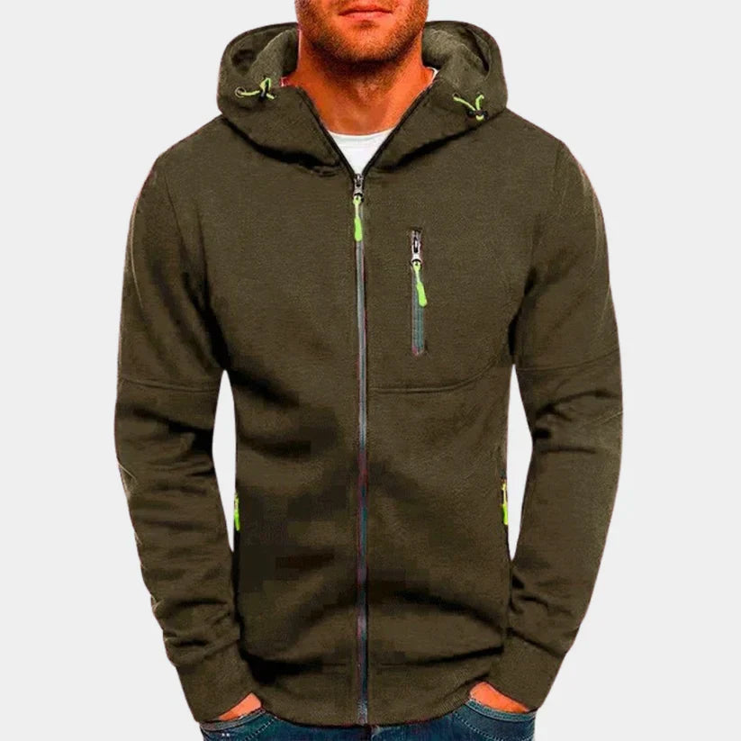Slim Fit Hoodie with Zipper and Side Pockets